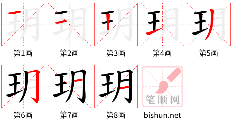 玥 笔顺规范