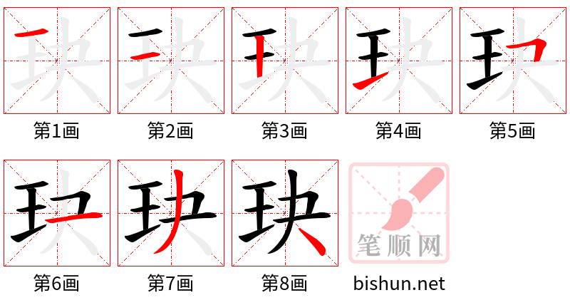 玦 笔顺规范