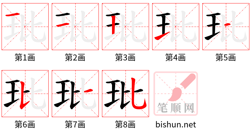 玭 笔顺规范