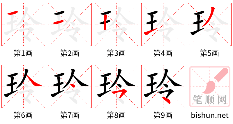 玲 笔顺规范