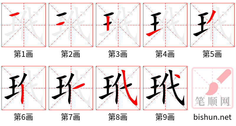 玳 笔顺规范