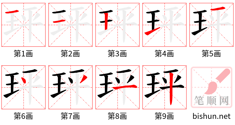 玶 笔顺规范