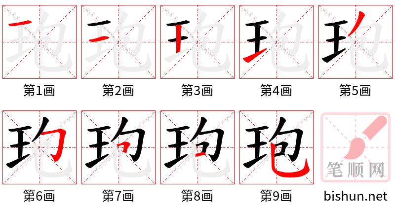 玸 笔顺规范