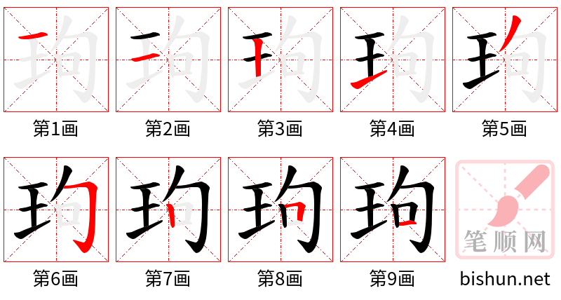 玽 笔顺规范