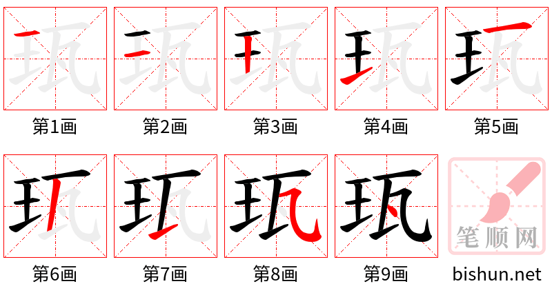 珁 笔顺规范