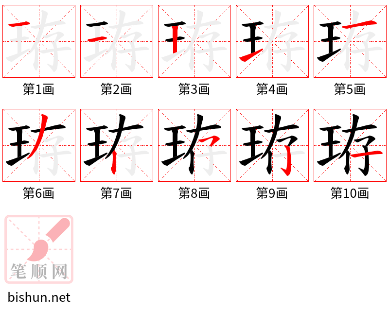 珔 笔顺规范