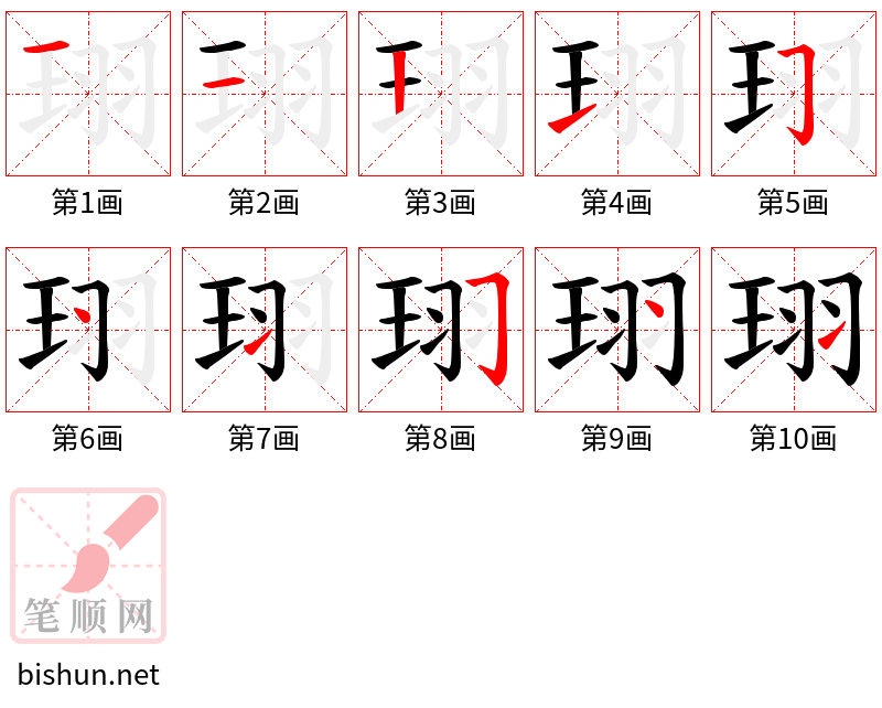 珝 笔顺规范