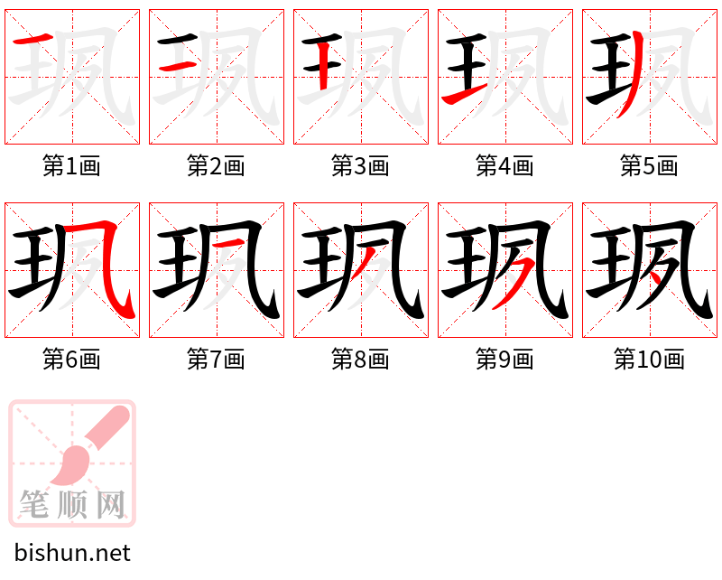 珟 笔顺规范