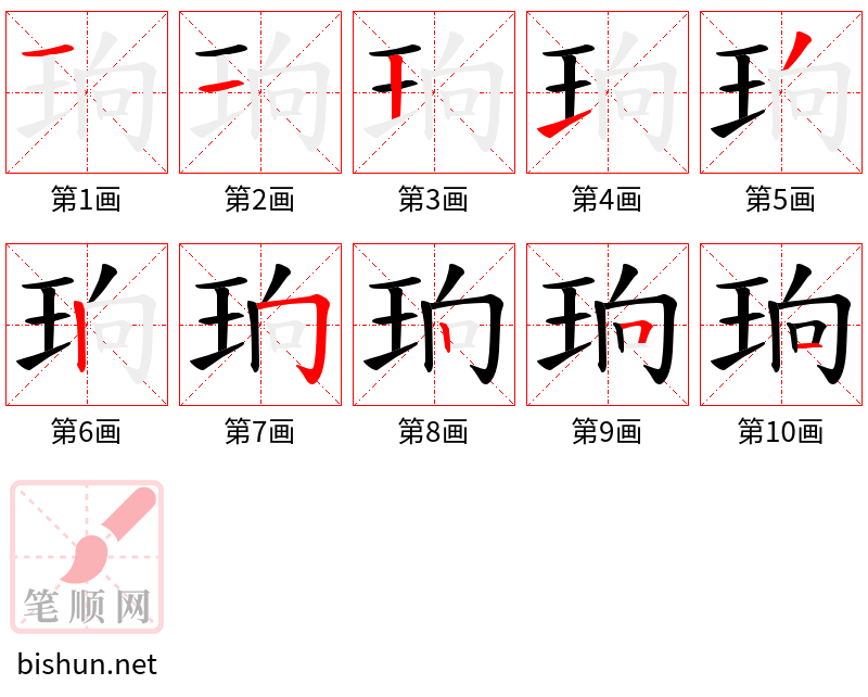 珦 笔顺规范