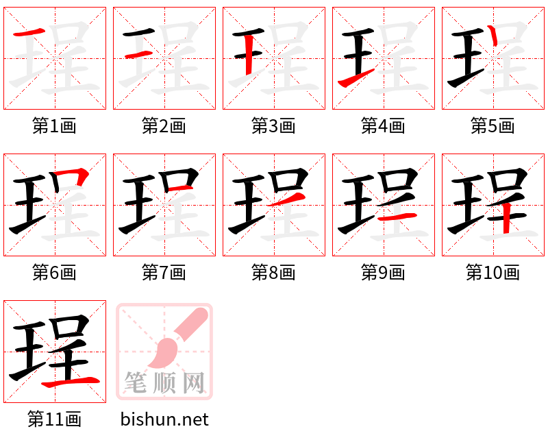 珵 笔顺规范