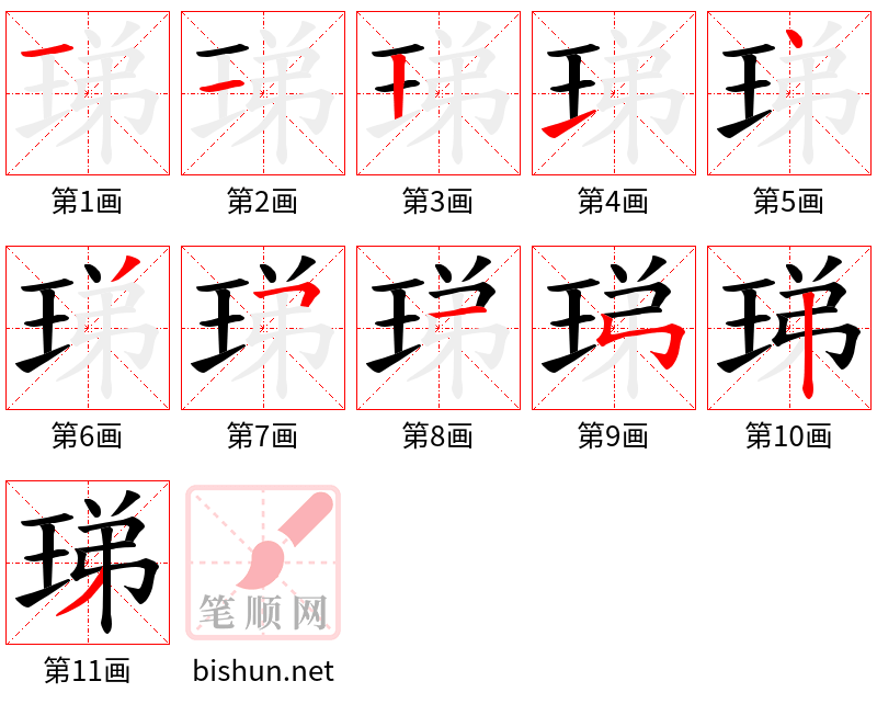 珶 笔顺规范