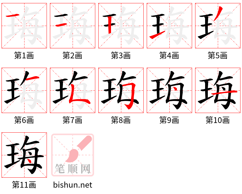 珻 笔顺规范