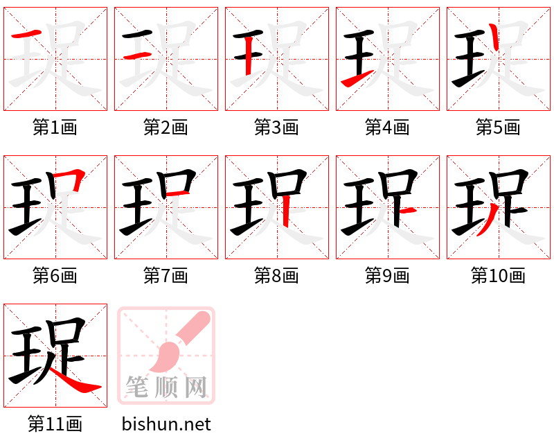 珿 笔顺规范