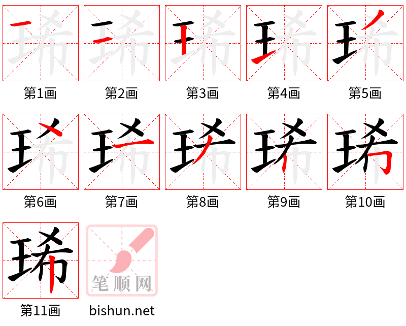 琋 笔顺规范