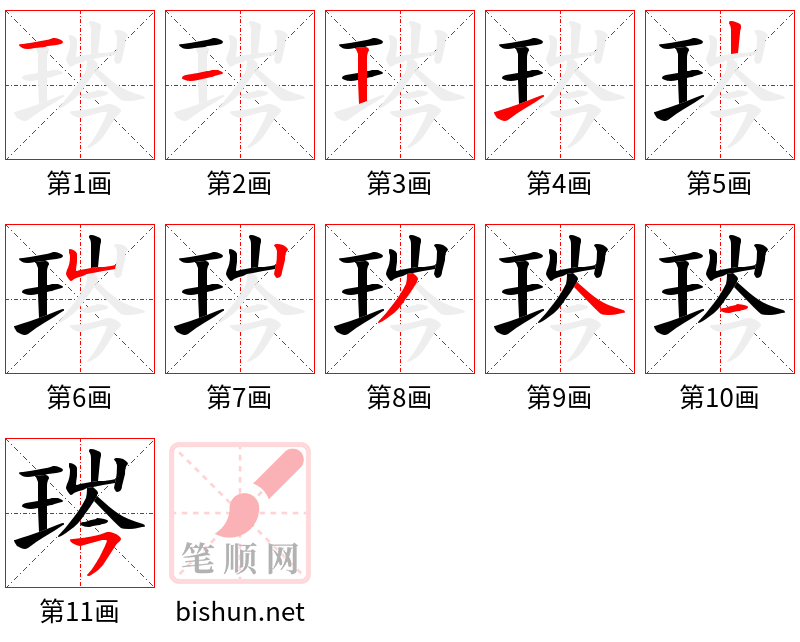 琌 笔顺规范