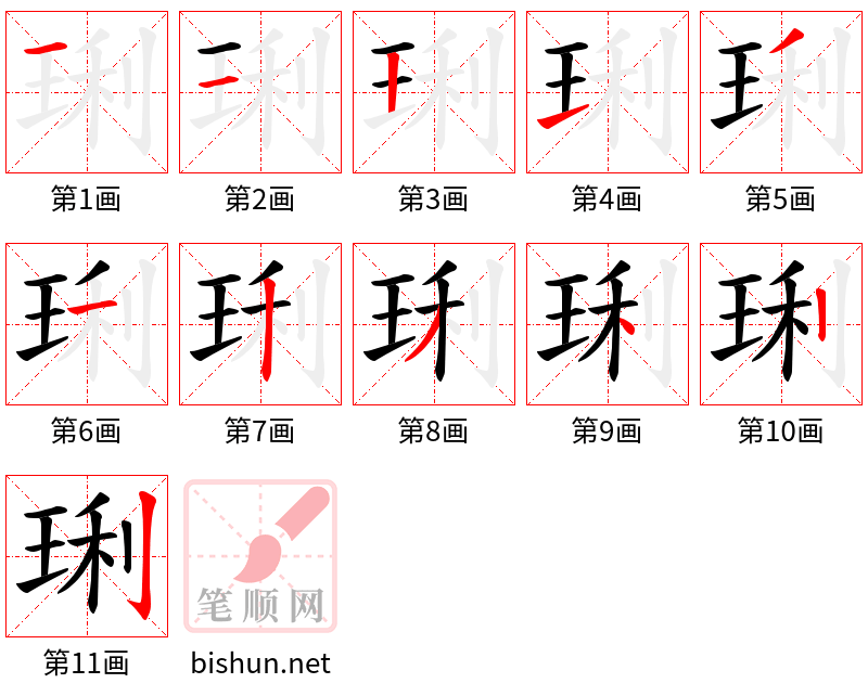 琍 笔顺规范