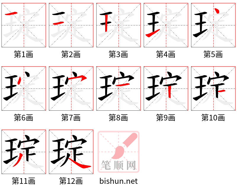 琔 笔顺规范