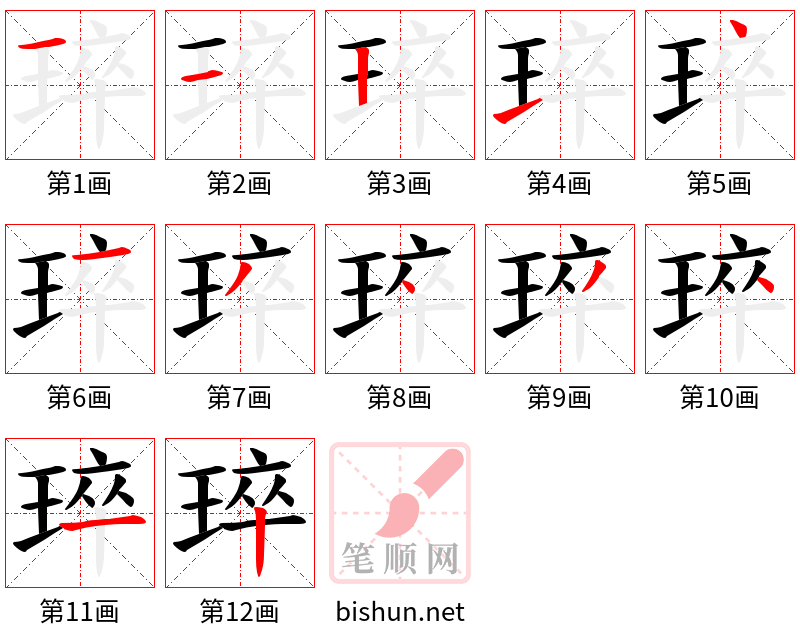 琗 笔顺规范