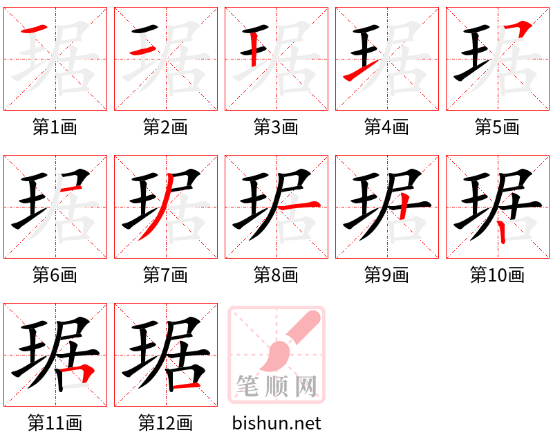 琚 笔顺规范