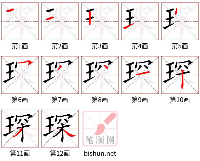 琛 笔顺规范