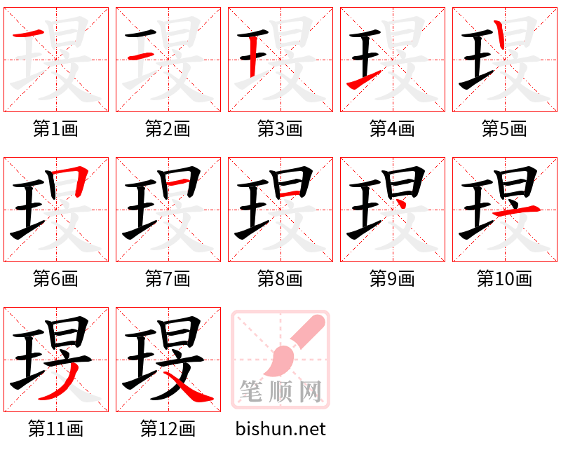 琝 笔顺规范