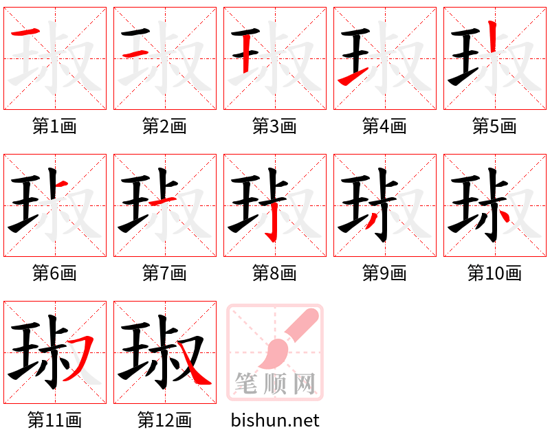 琡 笔顺规范