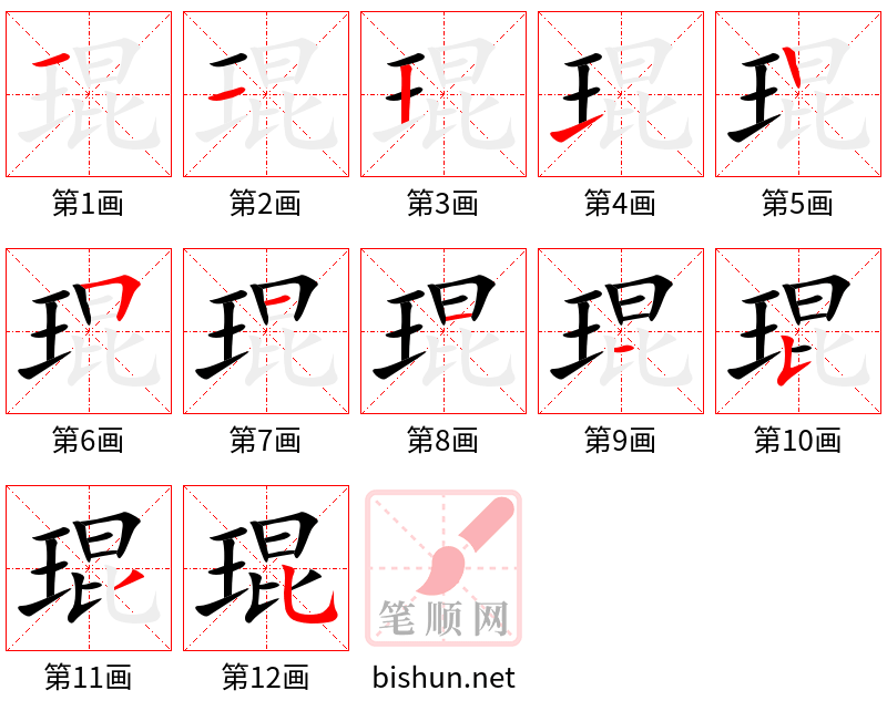 琨 笔顺规范