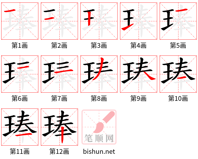 琫 笔顺规范