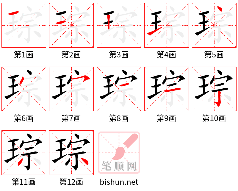 琮 笔顺规范