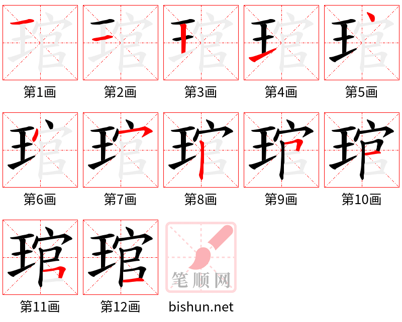 琯 笔顺规范