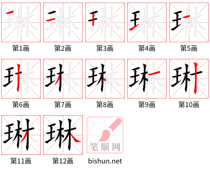 琳 笔顺规范