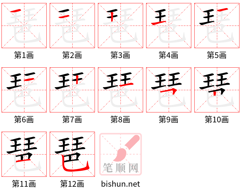 琶 笔顺规范