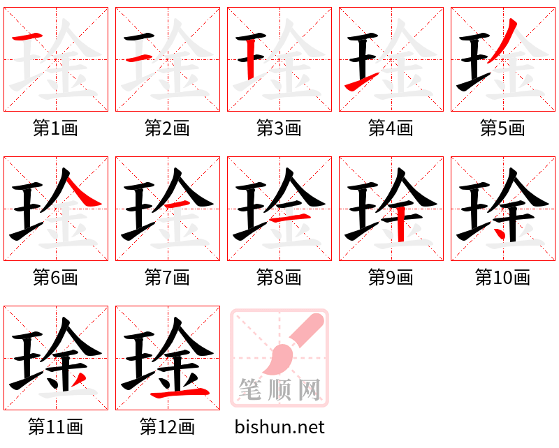 琻 笔顺规范