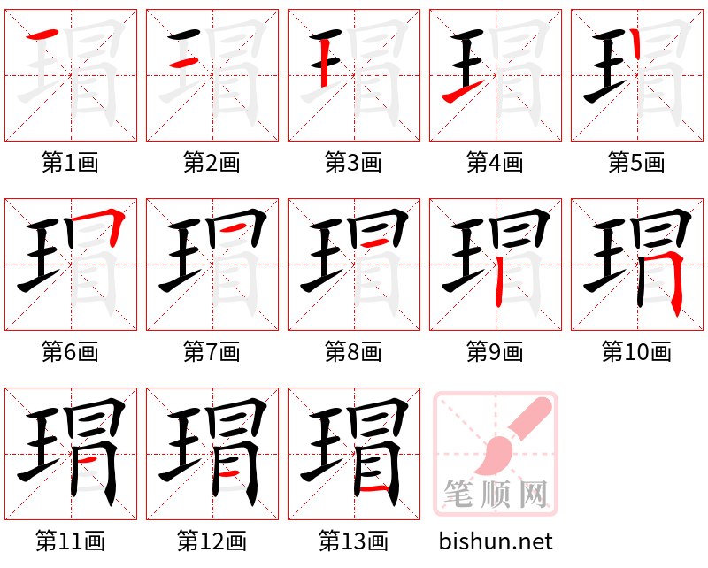 瑁 笔顺规范