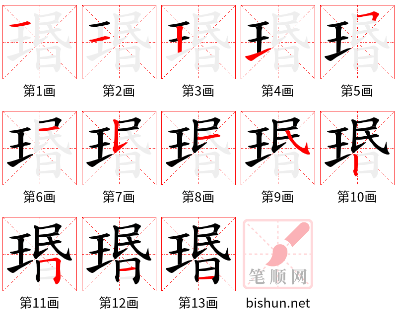 瑉 笔顺规范