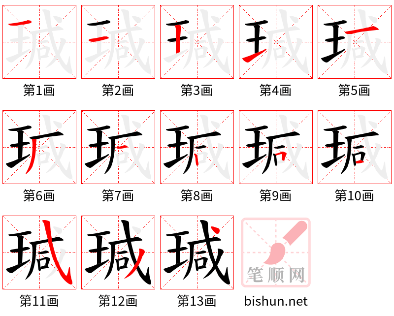 瑊 笔顺规范