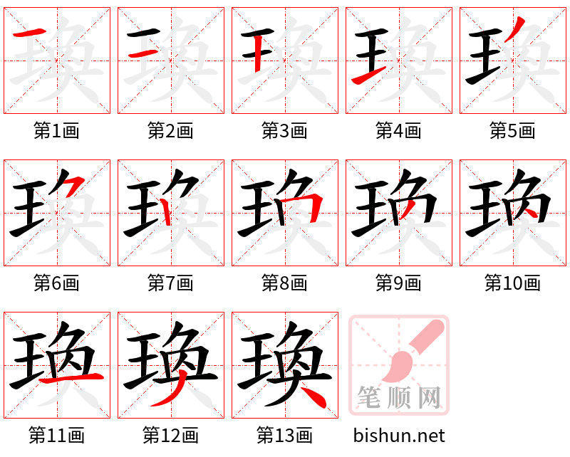 瑍 笔顺规范