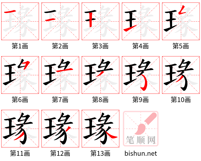 瑑 笔顺规范