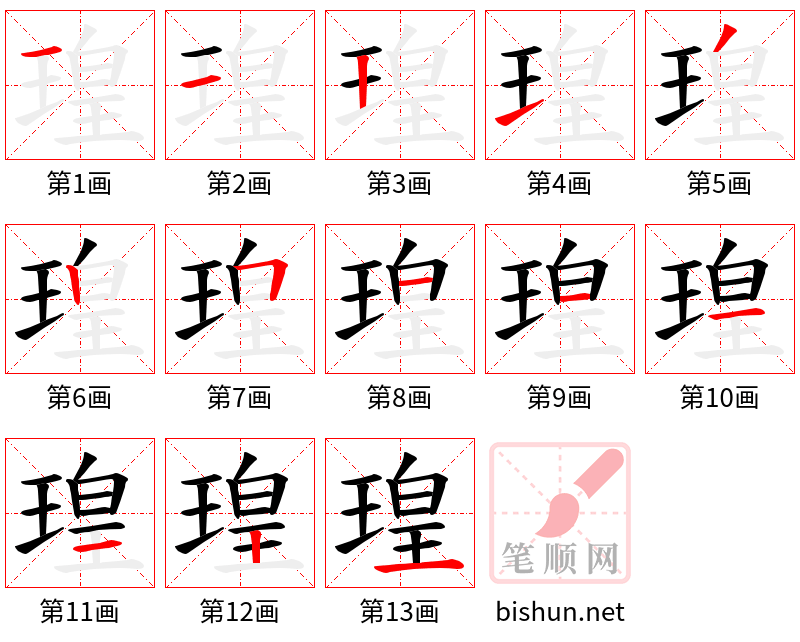 瑝 笔顺规范