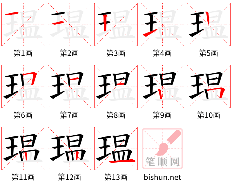 瑥 笔顺规范