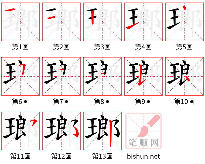 瑯 笔顺规范