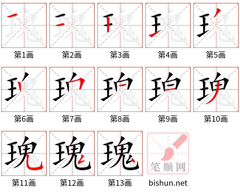 瑰 笔顺规范