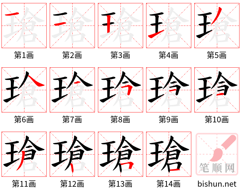 瑲 笔顺规范