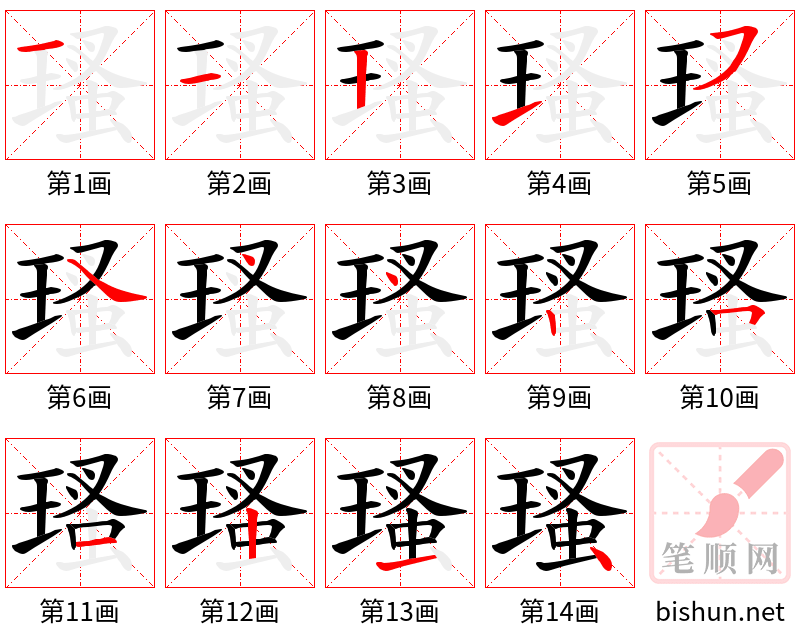 瑵 笔顺规范