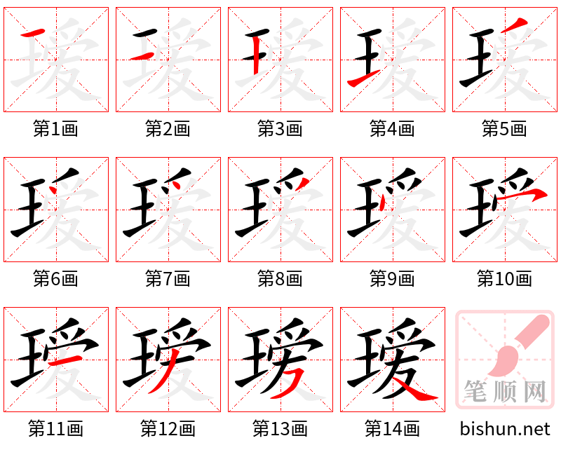 瑷 笔顺规范