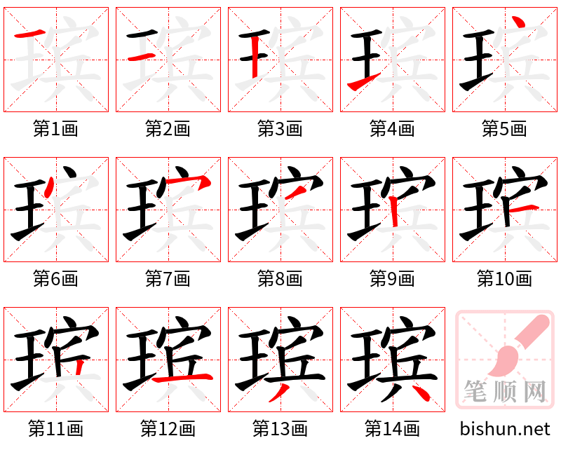 瑸 笔顺规范