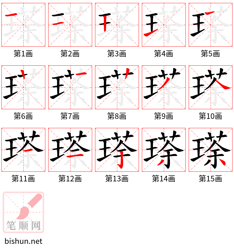 瑹 笔顺规范