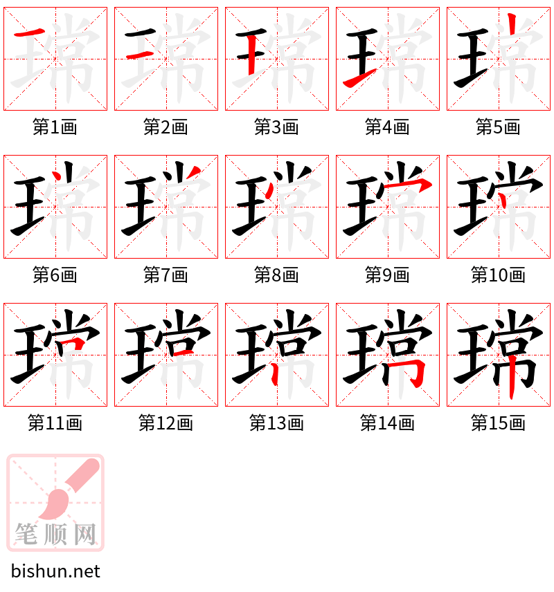 瑺 笔顺规范