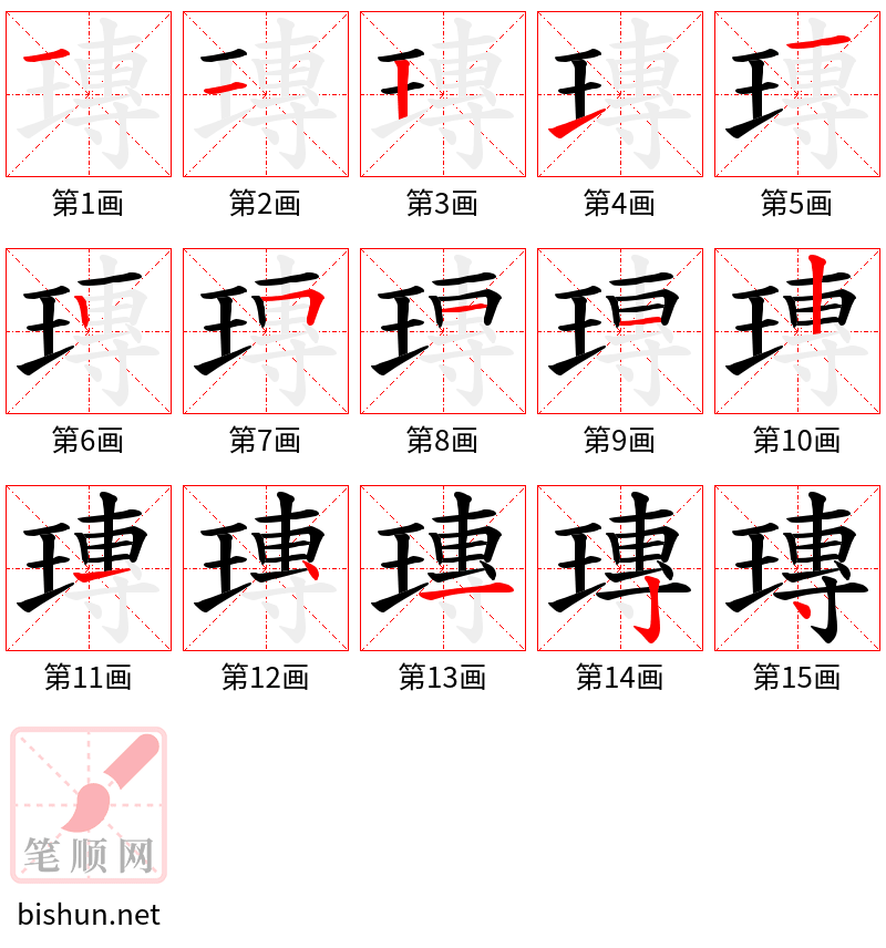 瑼 笔顺规范