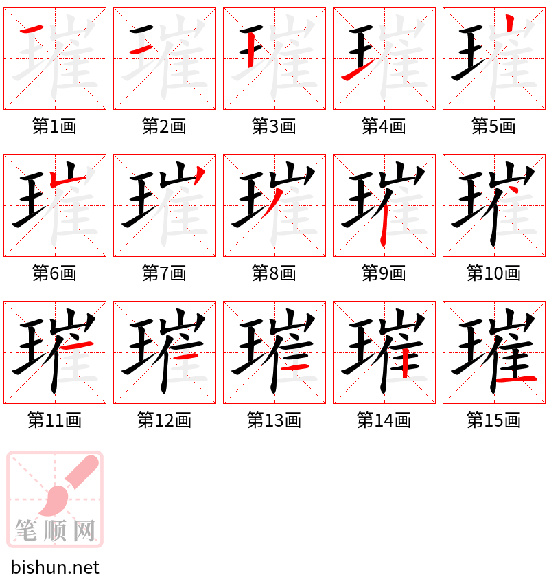 璀 笔顺规范